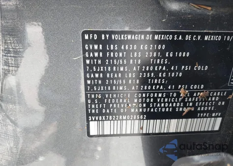 2024 Volkswagen Taos 1.5T S from USA, damaged, VIN 3VV8X7B22RM028562